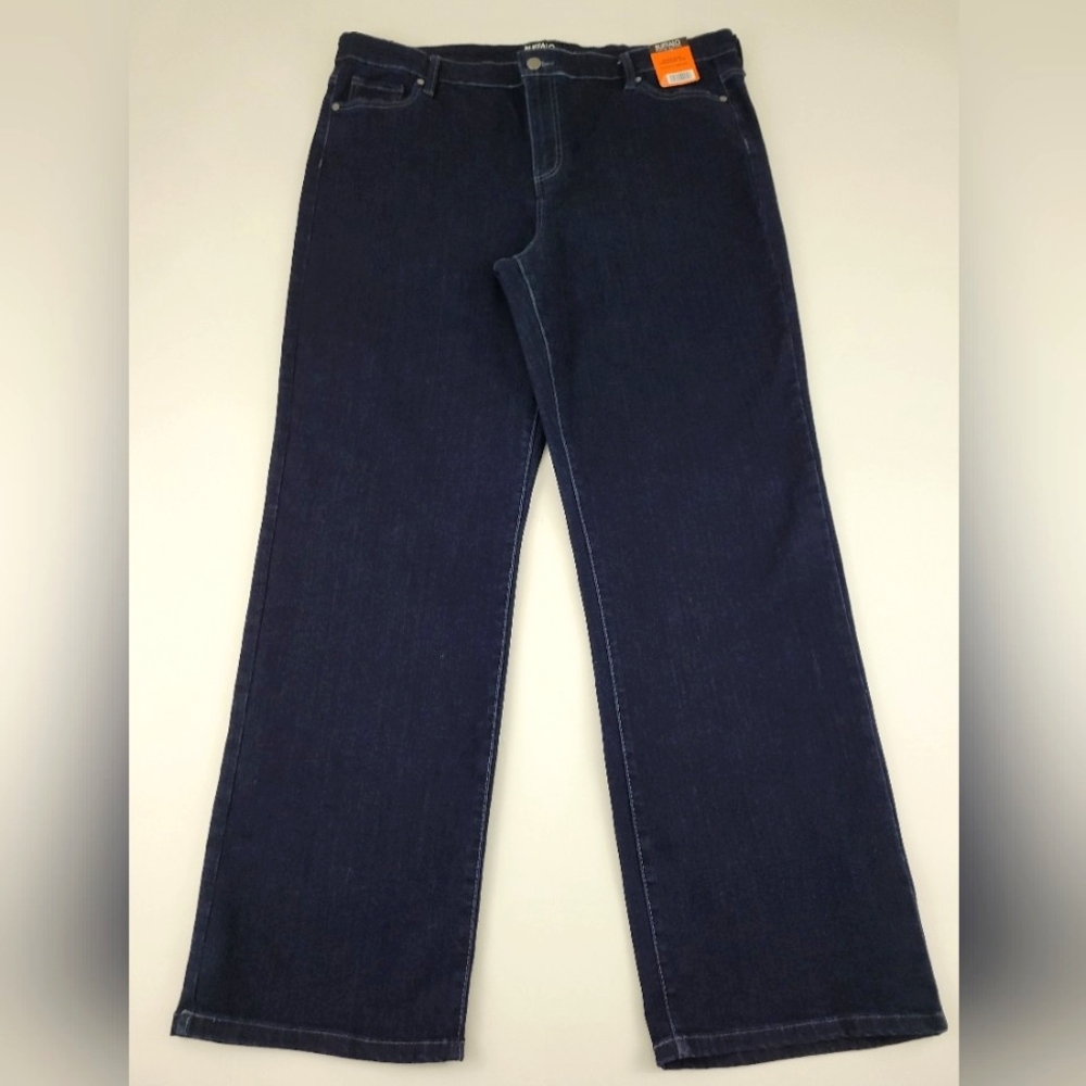 Buffalo David Bitton Indigo Denim Pants High Rise Straight Leg Size 16/36